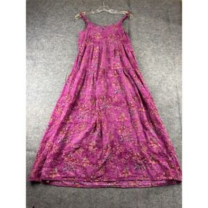 Unbranded Women's Size XS Pink Floral Tiered Maxi Dress Sundress Boho Coastal
